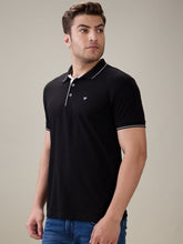 Status Quo Men's Solid Regular Fit Polo T-Shirt with Tipped Collar and Button Closure